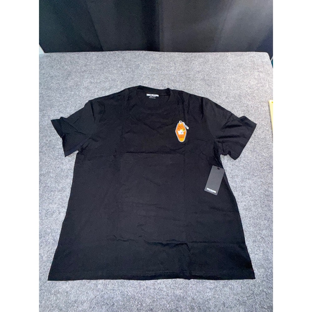 True Religion Mens SS Buddha Keychain Tee Jet Black Graphic T-Shirt XXL 110212